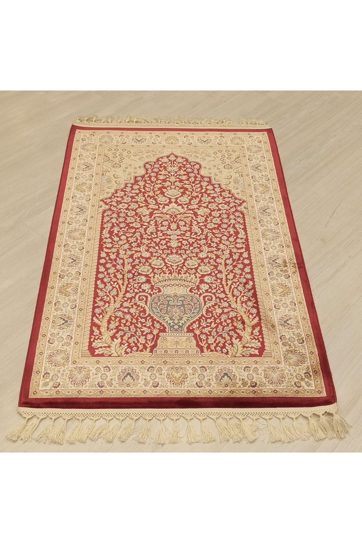 % 100 İpek Desenli Bordo Seccade