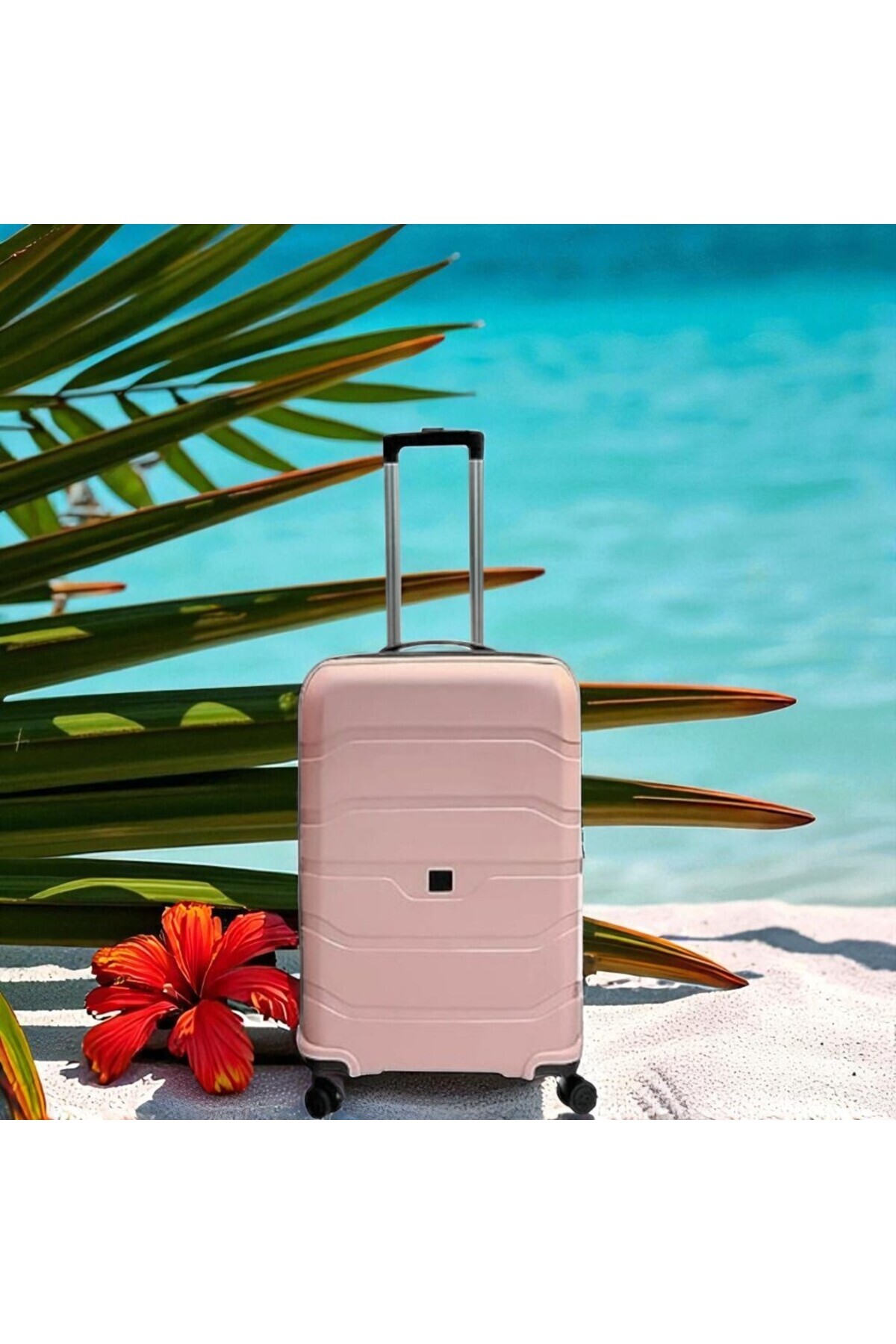 PP Silikon Büyük Boy Valiz Pembe