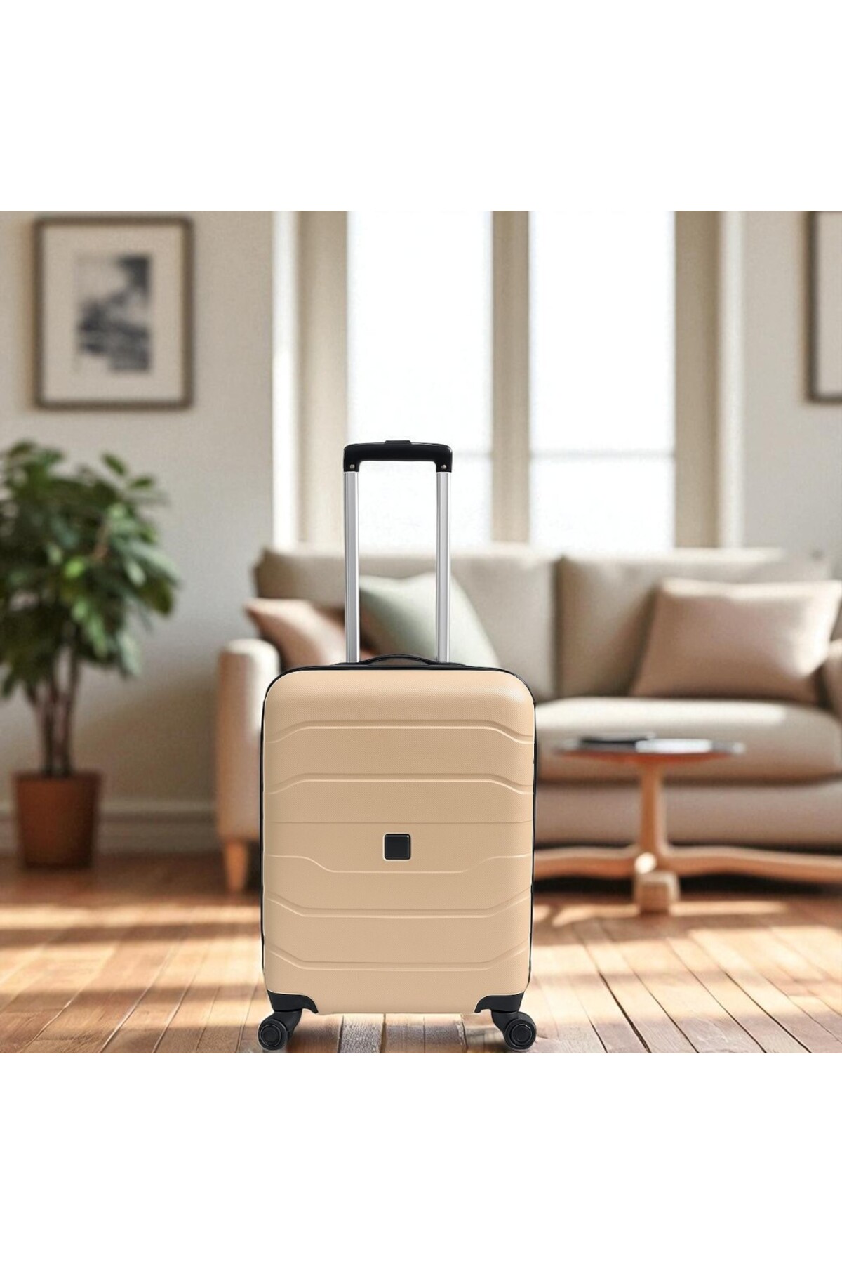 PP Silikon Büyük Boy Valiz Bej