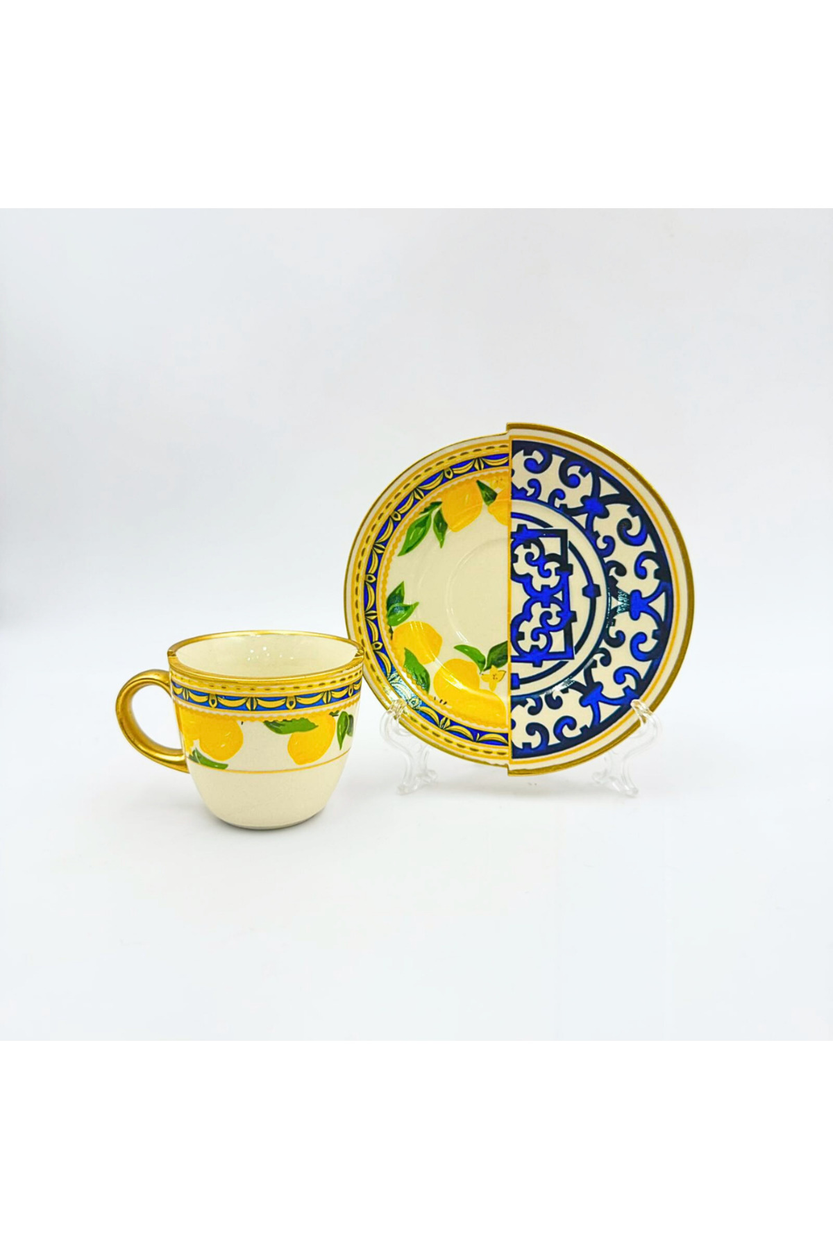 İki Desenli Lemone Serisi 6’lı Kahve Takımı