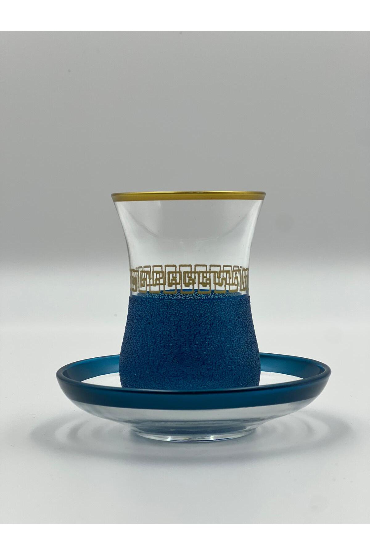 Altın Geometrik Desenli 6 Kişilik Çay Bardağı Seti