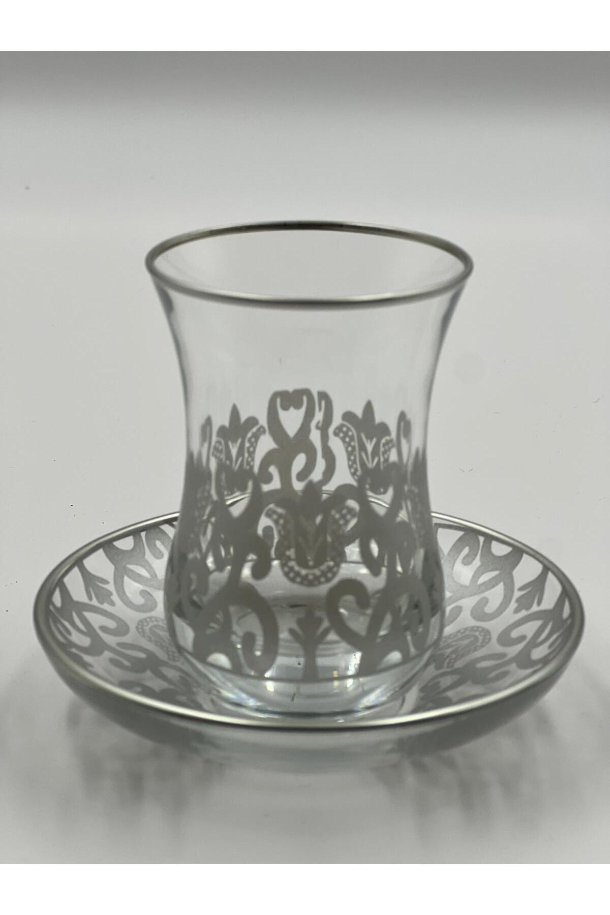 Gümüş Motifli 6 Kişilik Çay Bardağı Seti