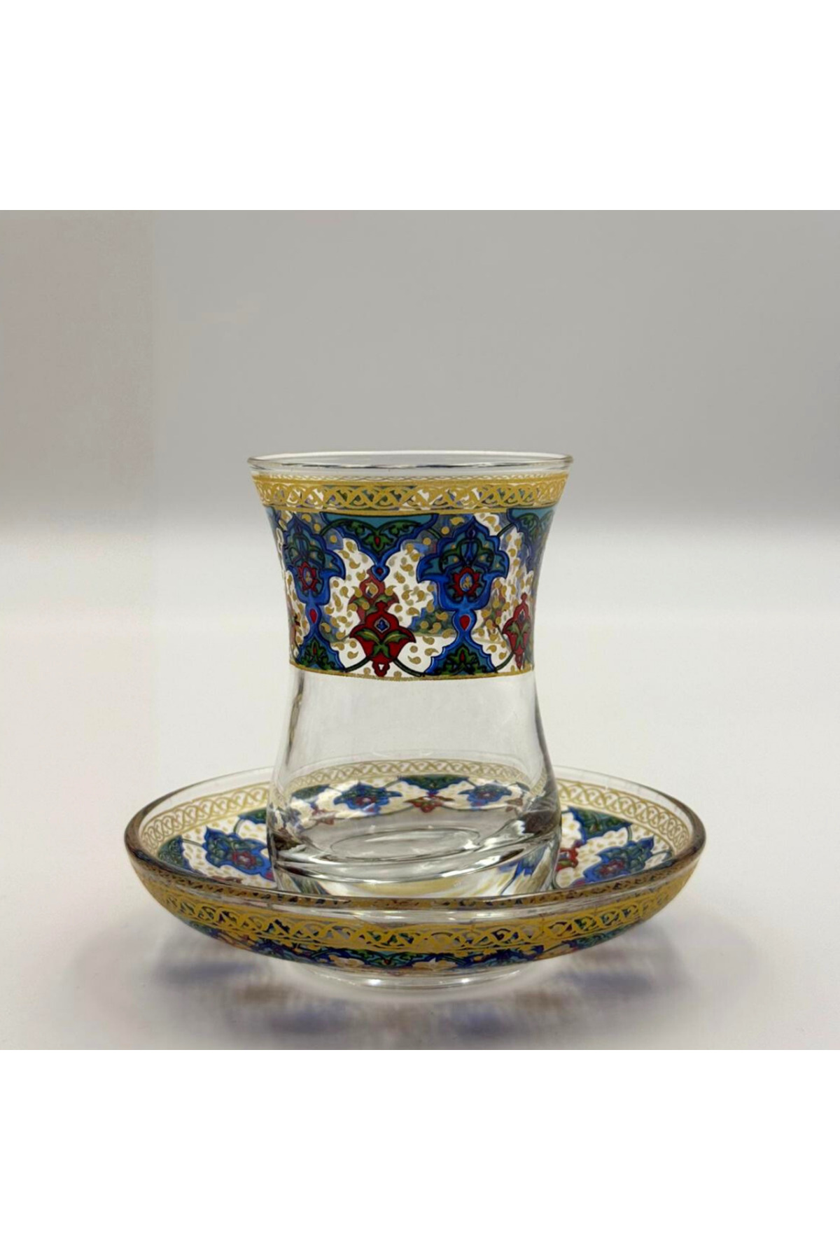 İznik Motifli 6 Kişilik Çay Bardağı Seti