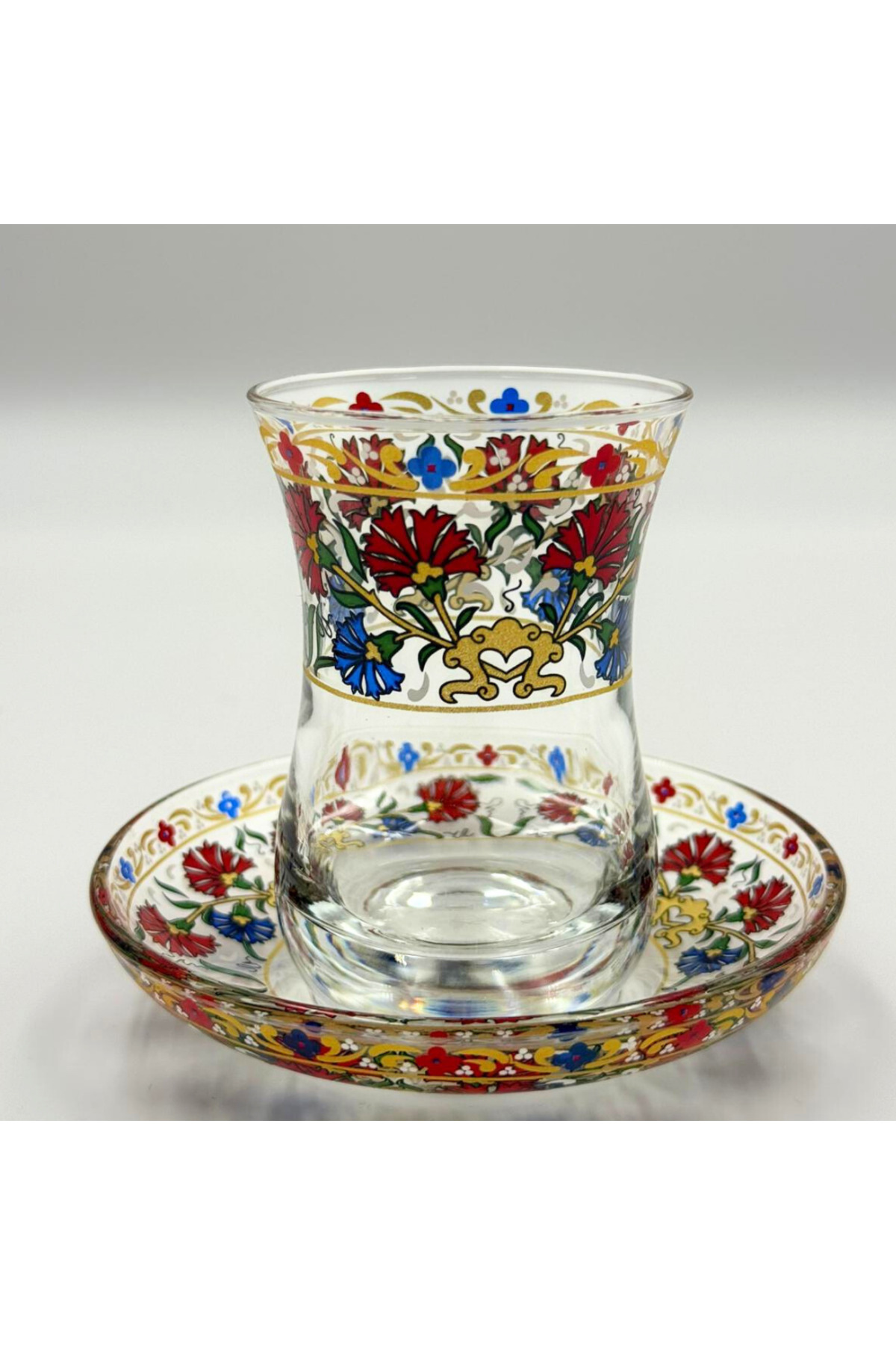 Floral Desenli 6 Kişilik Çay Bardağı Seti