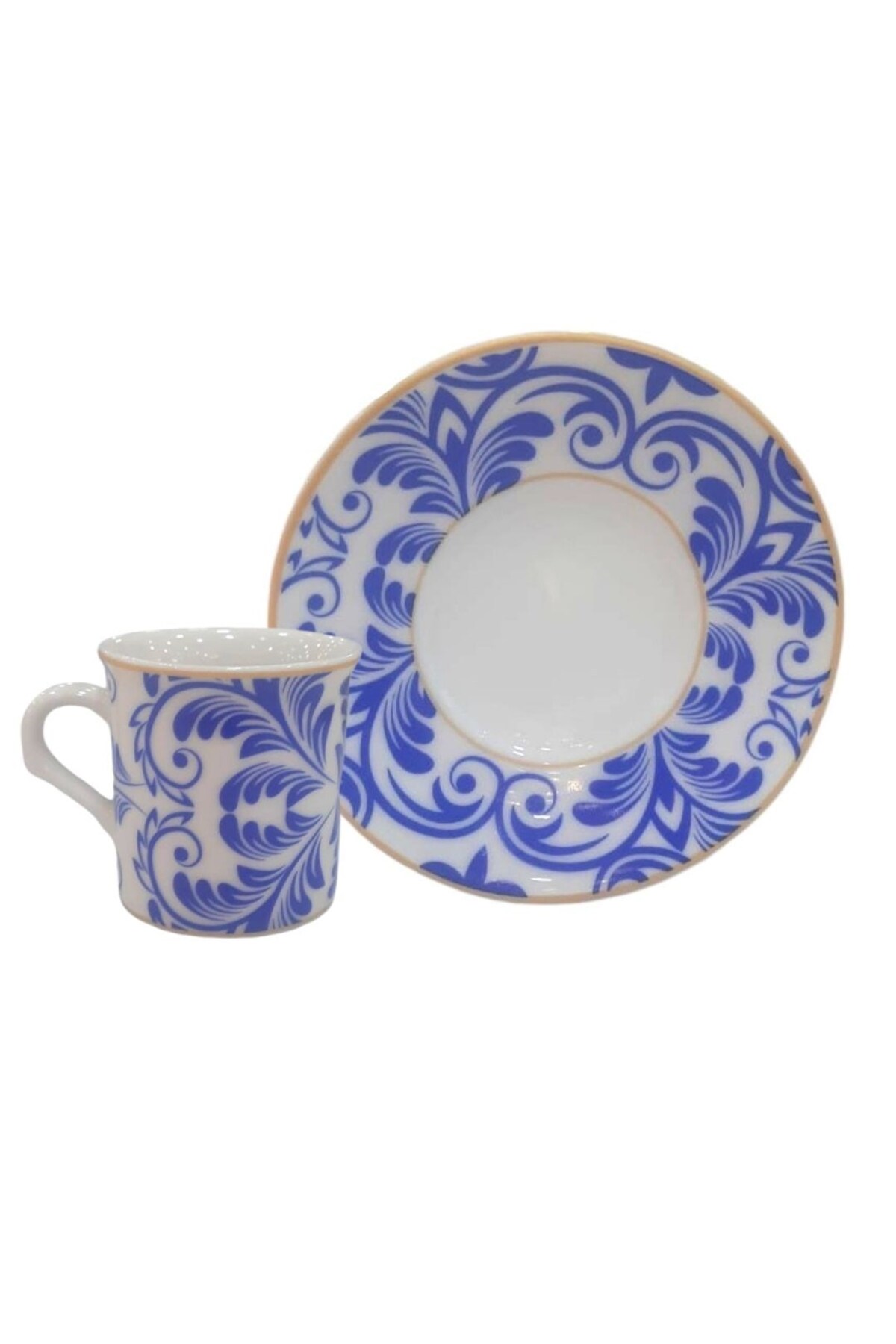 Modern Desenli 6'lı Kahve Fincan Takımı Mavi