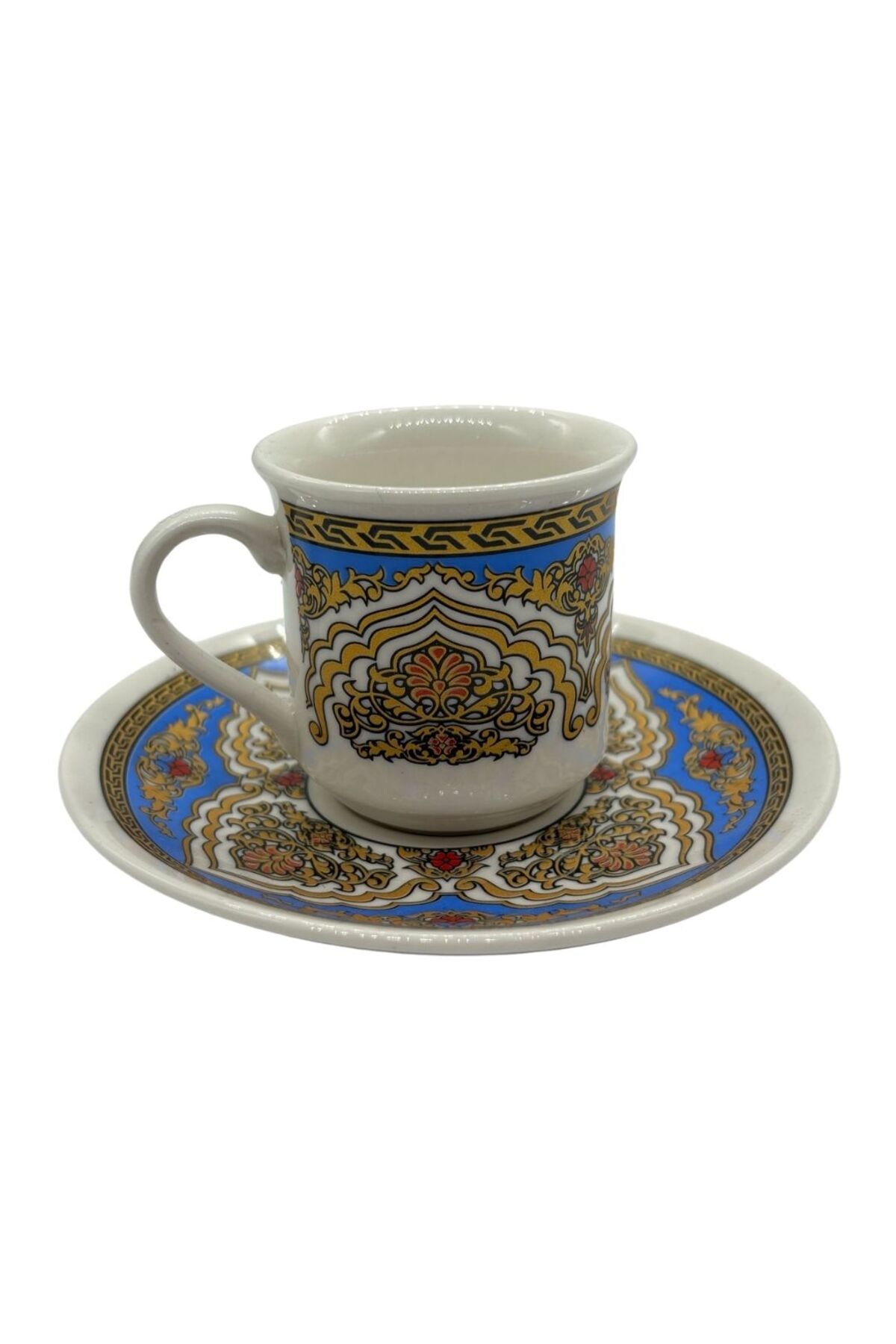 Desenli 6'lı Kahve Fincanı Bej