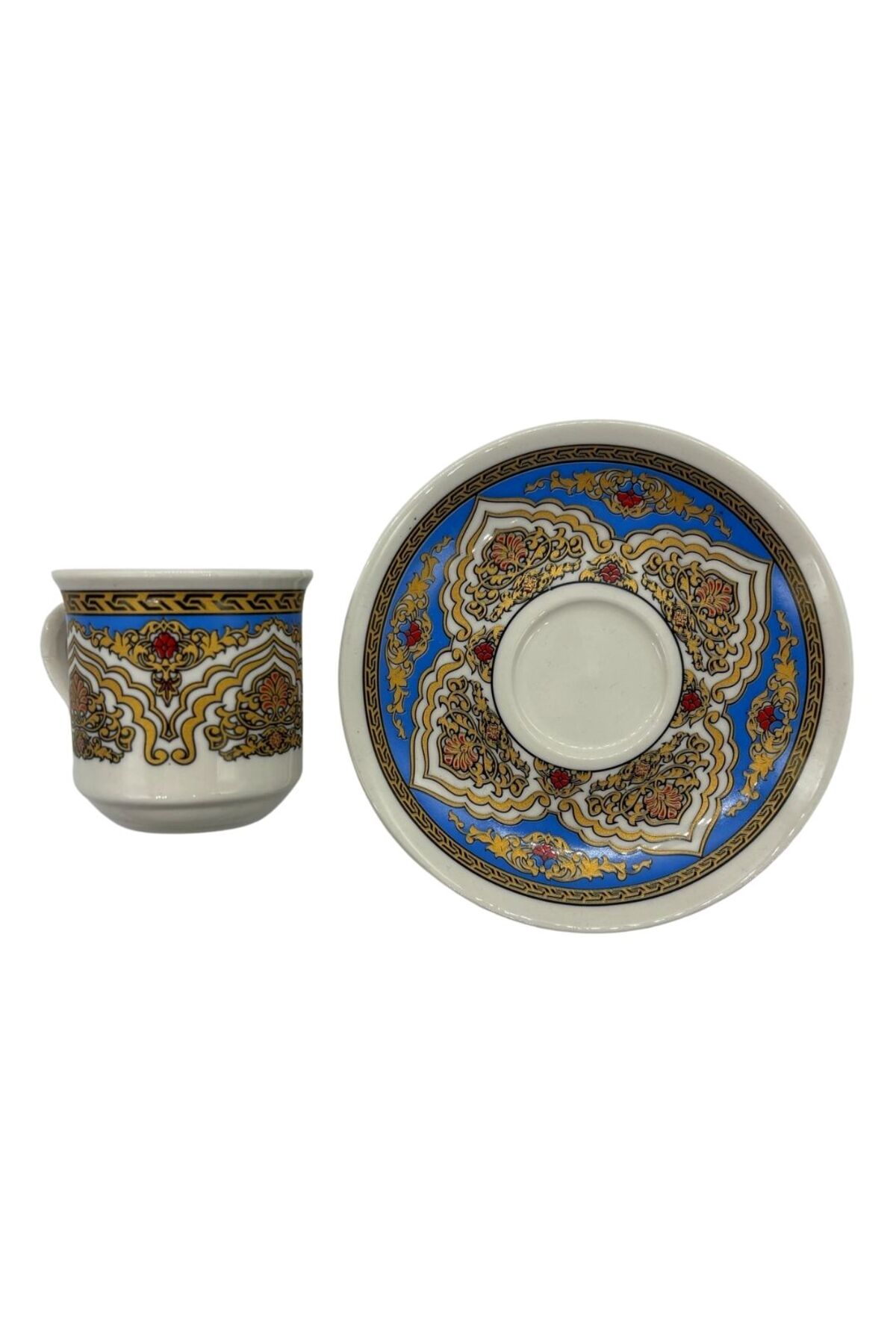 Desenli 6'lı Kahve Fincanı Bej