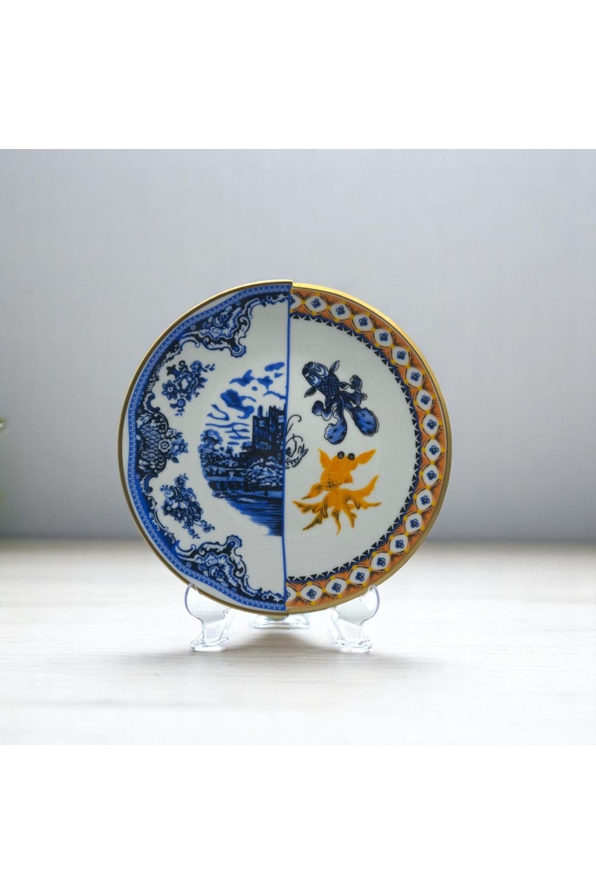 İki Desenli Rustik 6'lı Pasta Tabağı