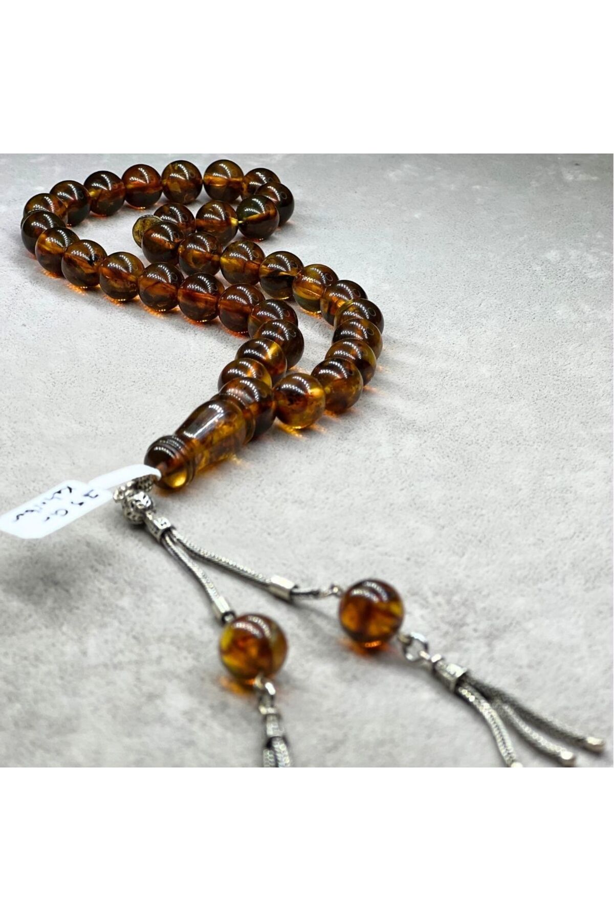 Damla Kehribar Tesbih 30 CM Kahverengi