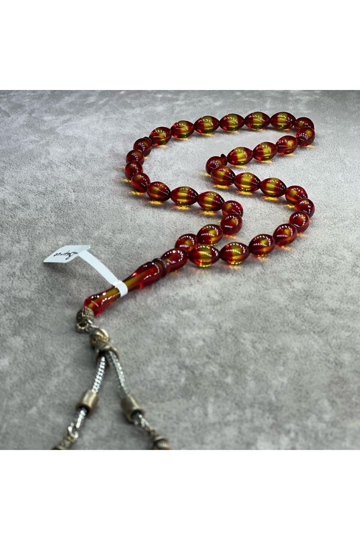 Sıkma Beyrut Kehribar Tesbih 25 CM Bordo