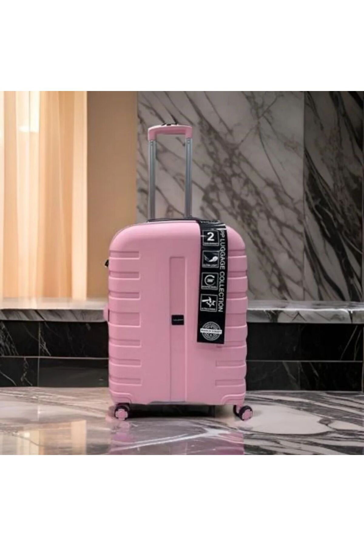Pp Silikon Kırılmaz Kabin Boy Valiz Pembe