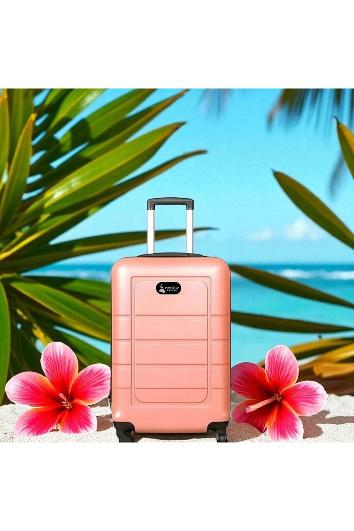 PC ve ABS Sert Yanlı Orta Boy Valiz Pembe