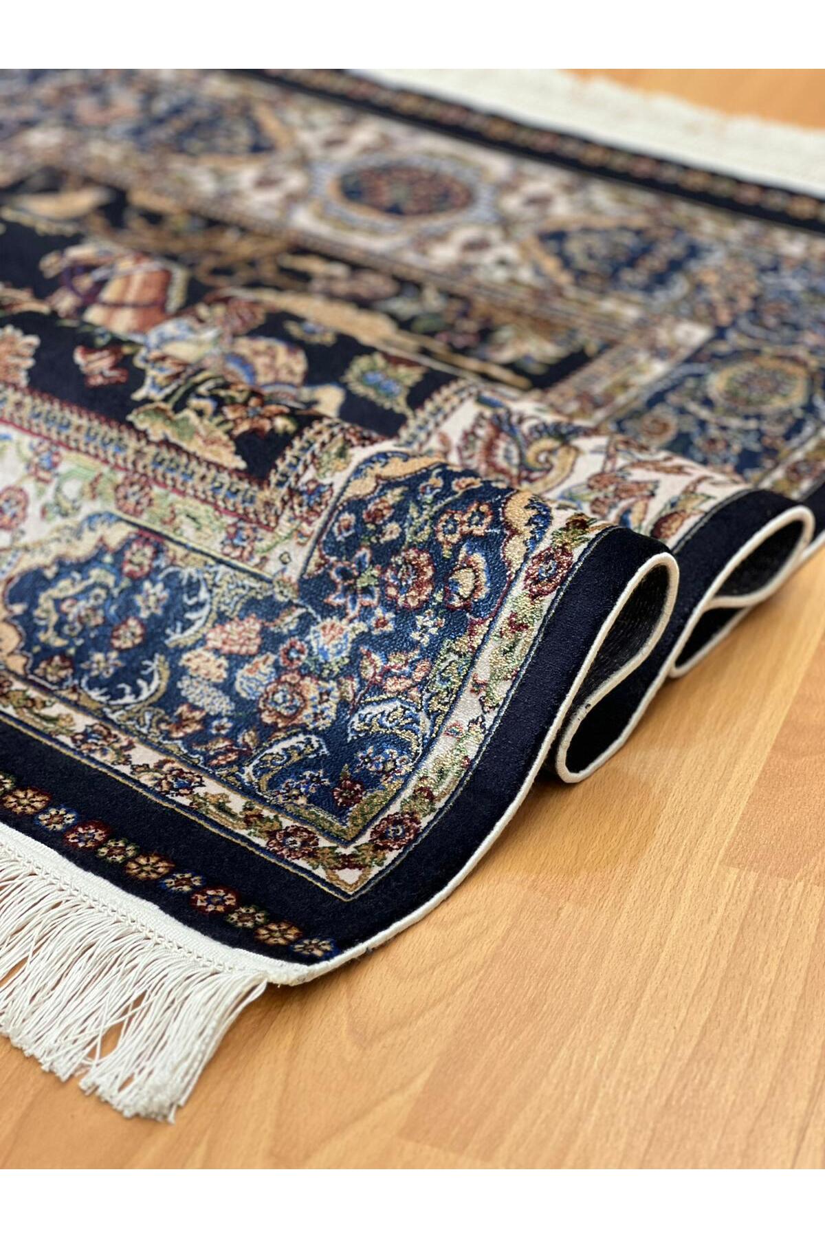 Şehname Motifli 90 X 150 CM İpek Halı Siyah