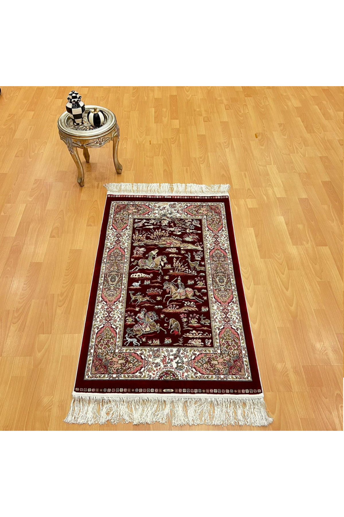 Şehname Motifli 250 X 350 CM İpek Halı Bordo
