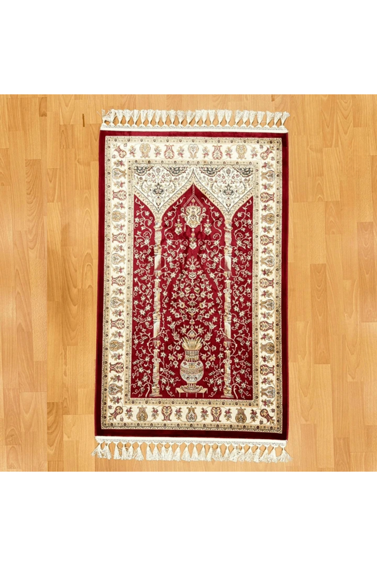 Mihraplı Ağaç Hayatı Desenli İpek Seccade