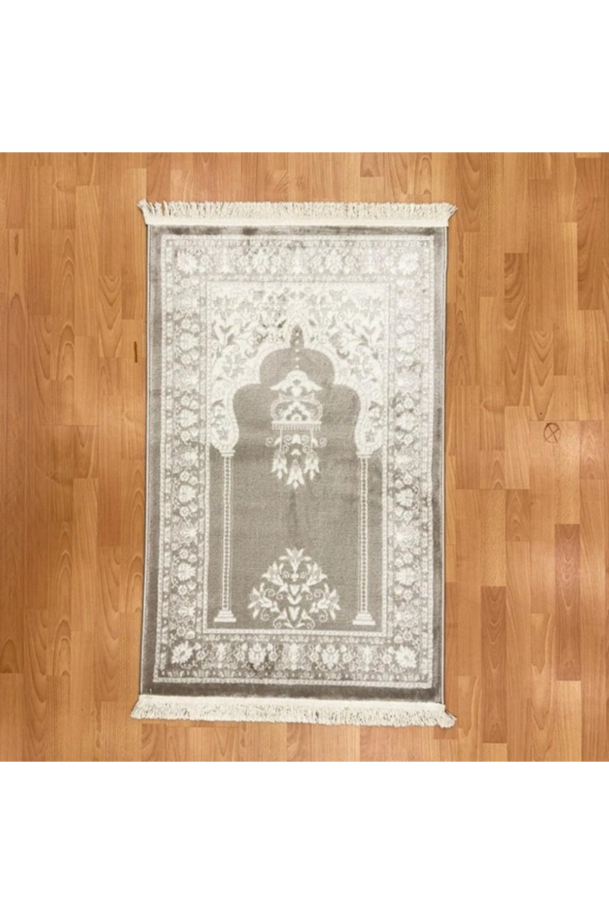 Geleneksel Motifli Yünlü Seccade Gri