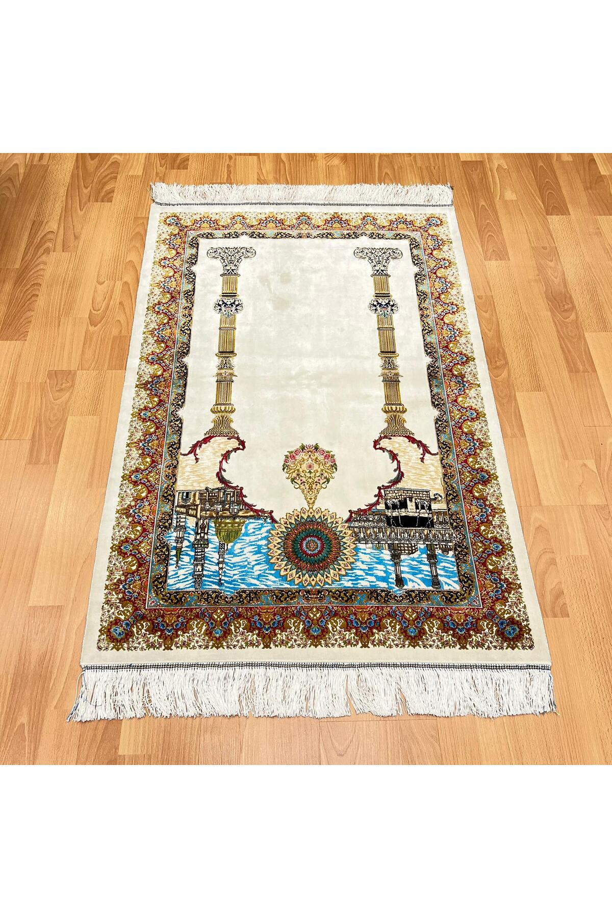 Kutsal Mekan Manzaralı İran İpek Seccade