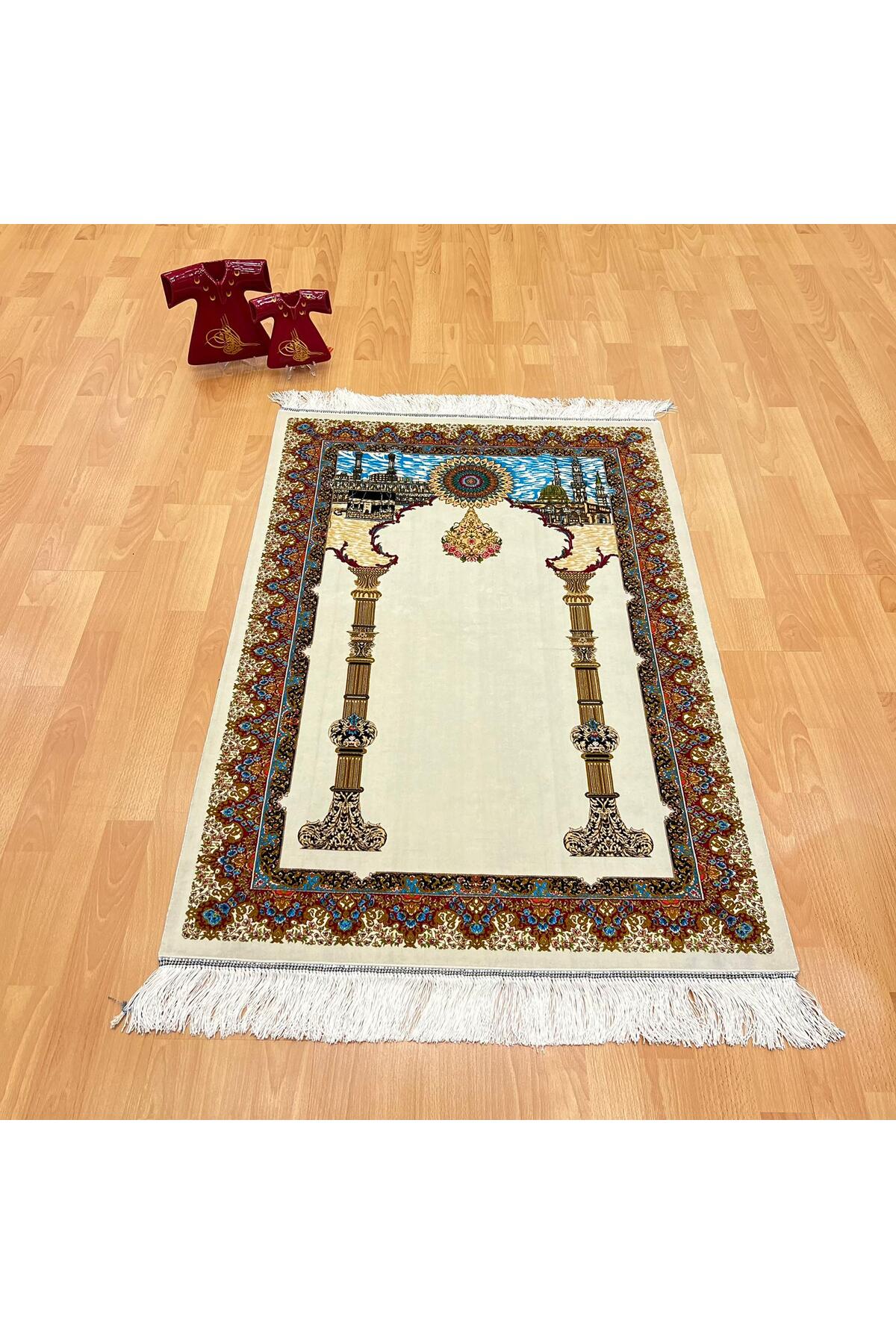 Kutsal Mekan Manzaralı İran İpek Seccade