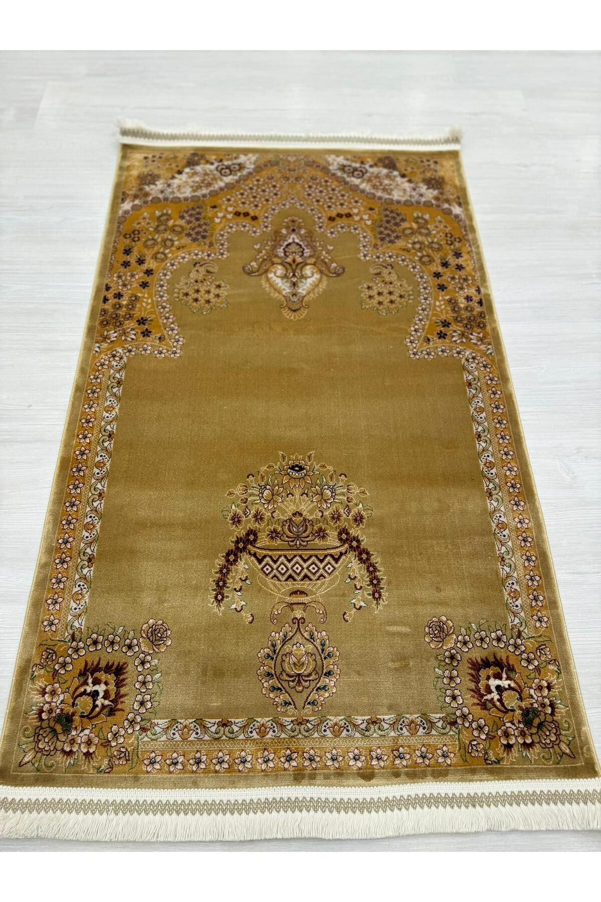 Petra Motifli İpek Seccade Sarı